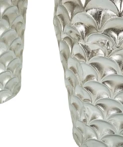 Vases ronds en métal argenté Silvy décorations irrégulières (set de 2)