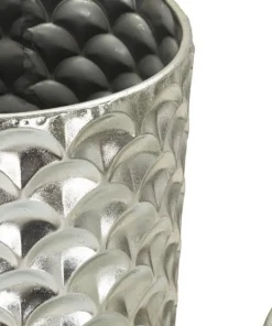 Vases ronds en métal argenté Silvy décorations irrégulières (set de 2)