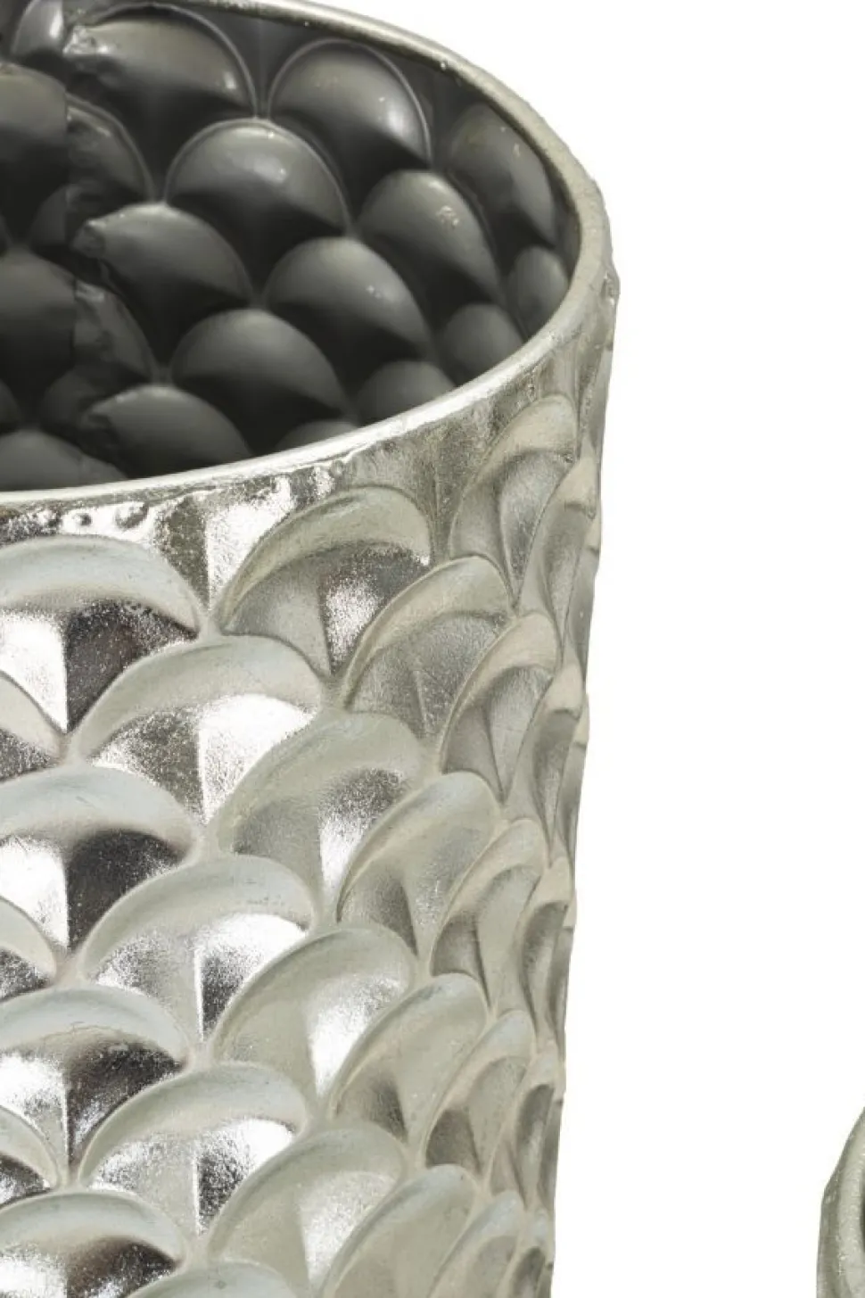Vases ronds en métal argenté Silvy décorations irrégulières (set de 2)
